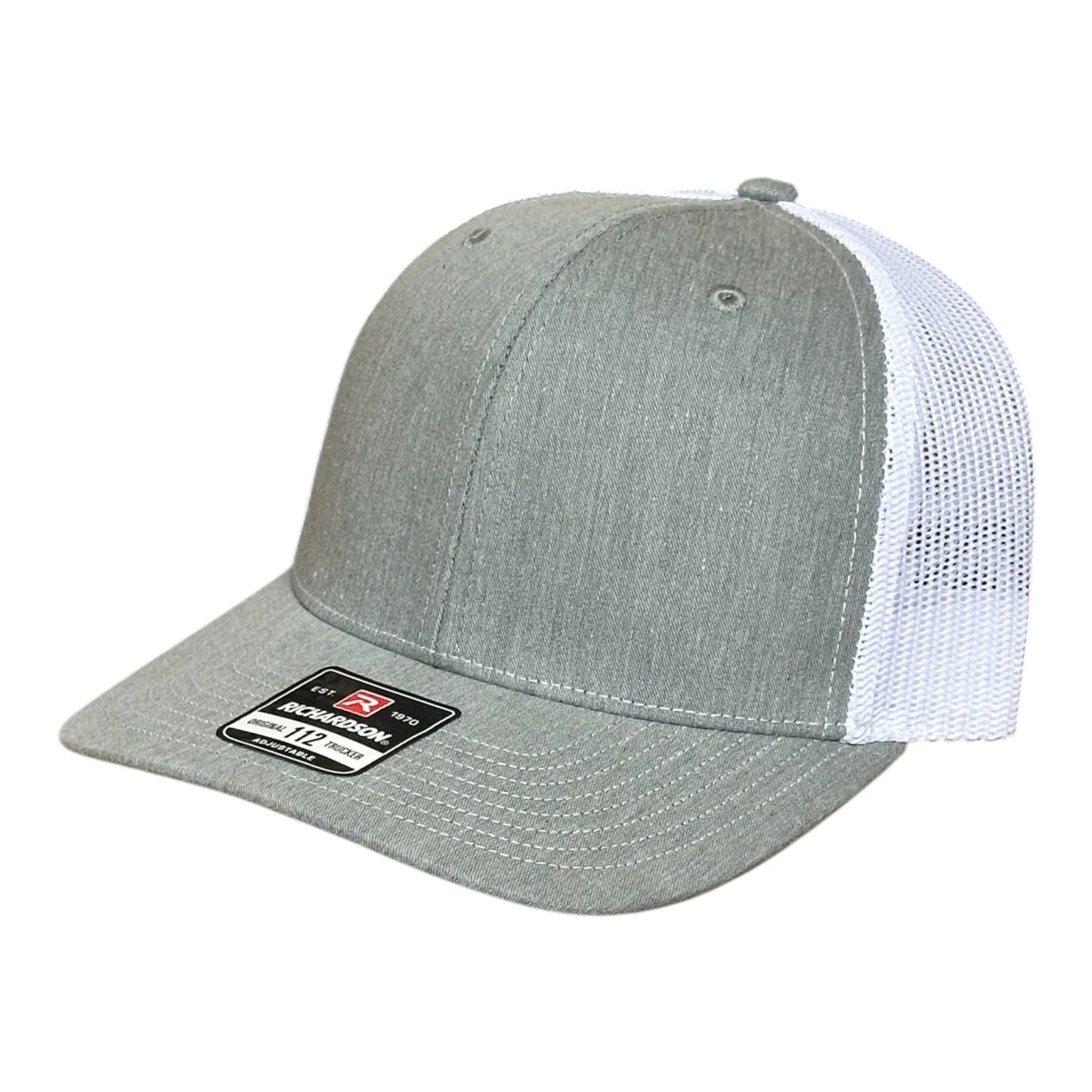 Gray cap with white mesh back and visible brand logo label on a white background