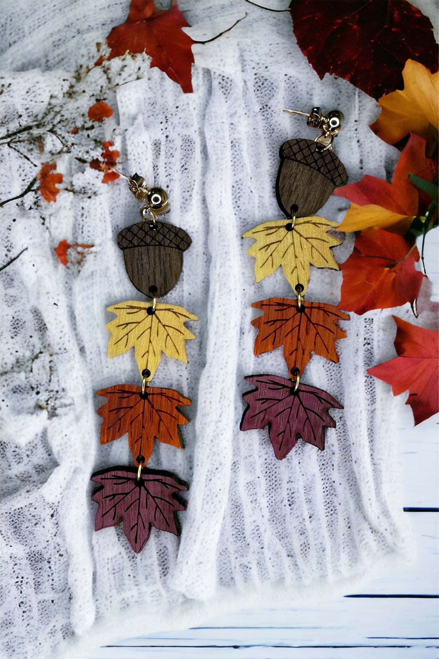 Fall Leaf and Acorn Earrings