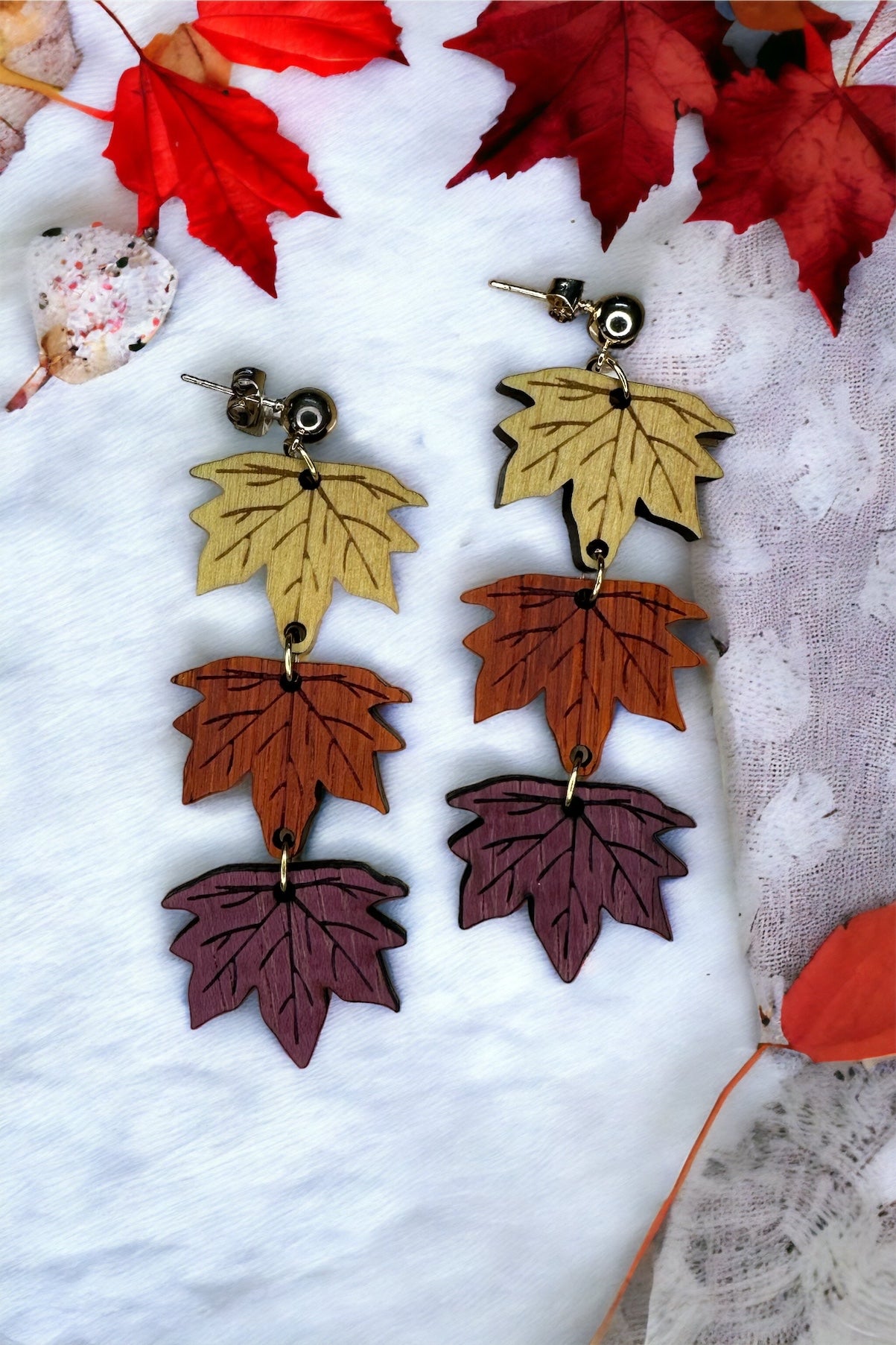 Fall Leaf and Acorn Earrings